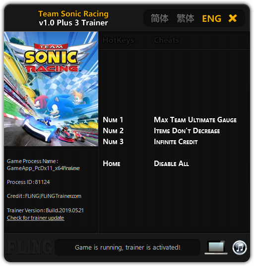 دانلود ترینر بازی Team Sonic Racing